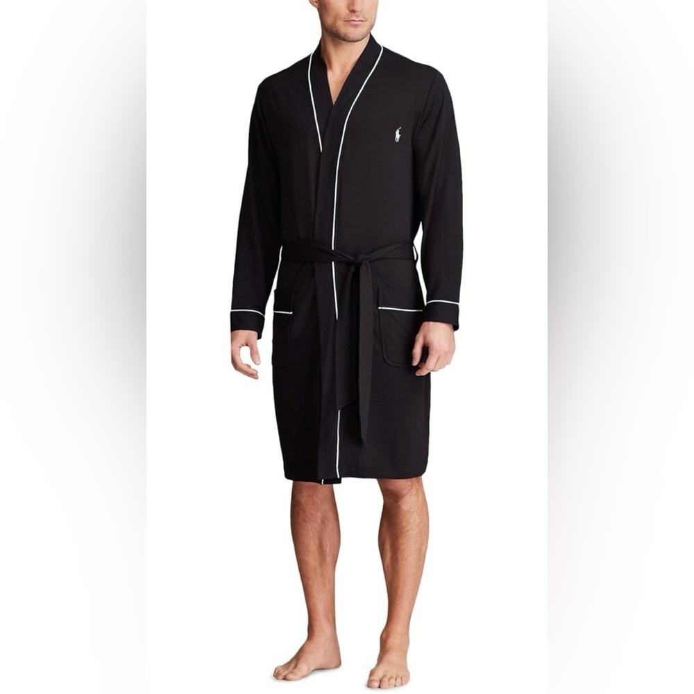 NWOT Polo Ralph Lauren Men's Black Lounge Robe Size S/M